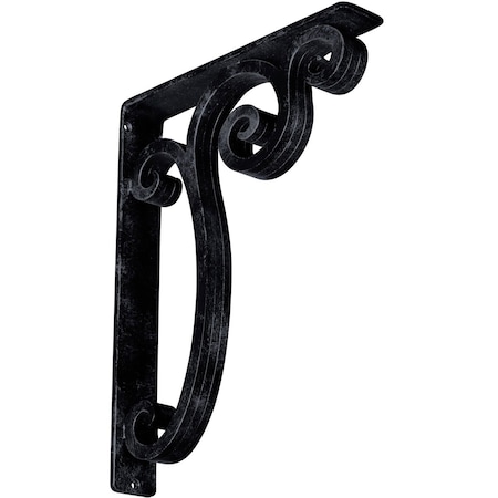 Avery Wrought Iron Bracket, (Triple Center Brace), Antiqued Pewter 2W X 12D X 15H